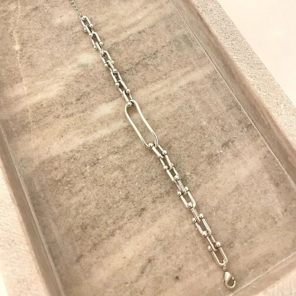 925 Sterling Silver Chunky U Link Bracelet Silver Large Chain Link bracelet - Picture 4 of 4